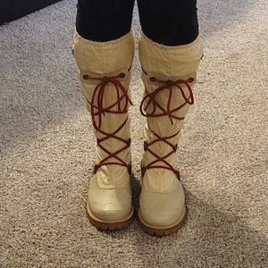 HUNTER  SUMMIT WATERPROOF BOOTS IVORY RED 7